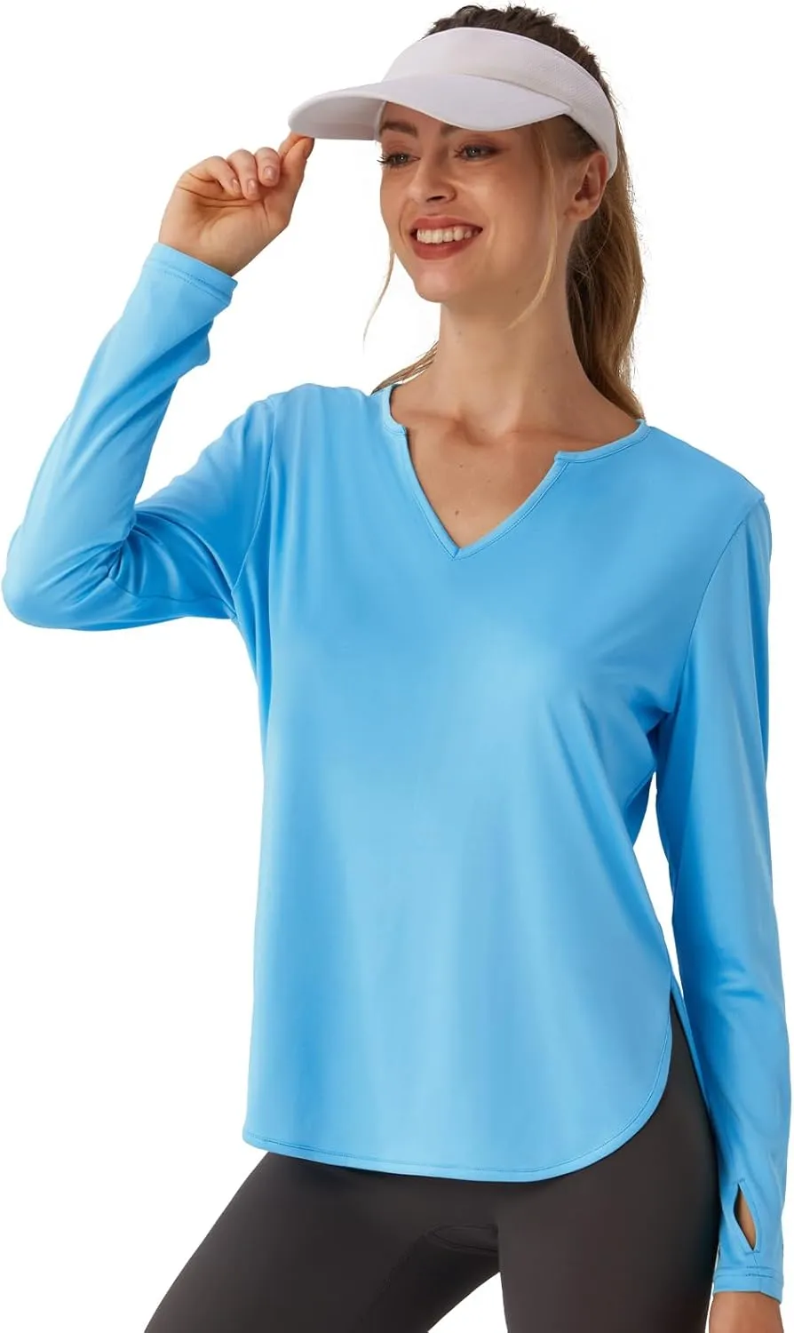 Women's V-Neck UPF 50 Swim Rash Guard Shirt