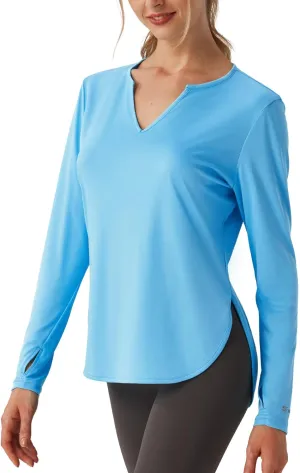 Women's V-Neck UPF 50 Swim Rash Guard Shirt