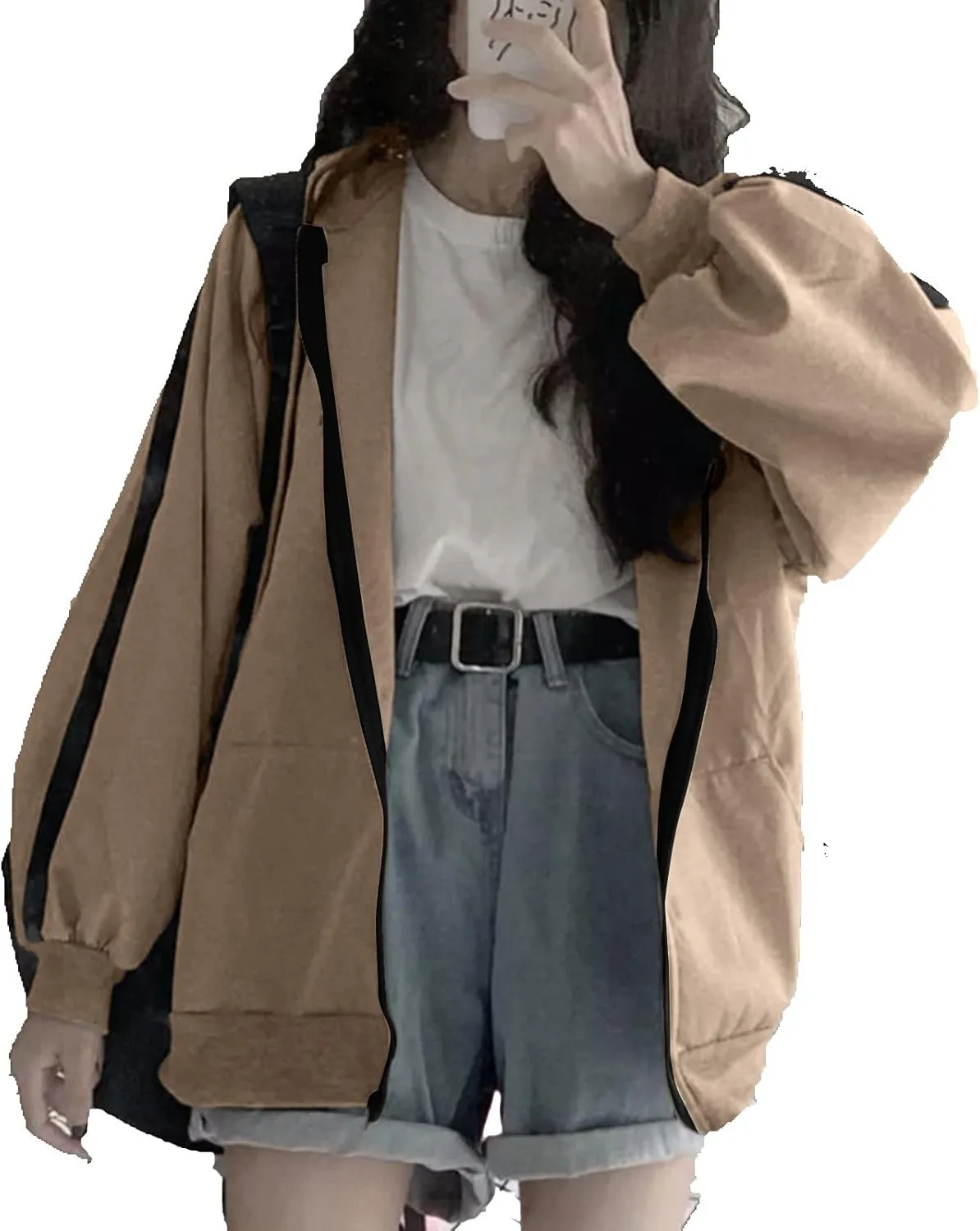 Womens Zip Up Hoodie Plus Size Oversized Aesthetic Grunge Cute Y2K Hoodie for Teen Girls Trendy Loose Fit Sweatshirts