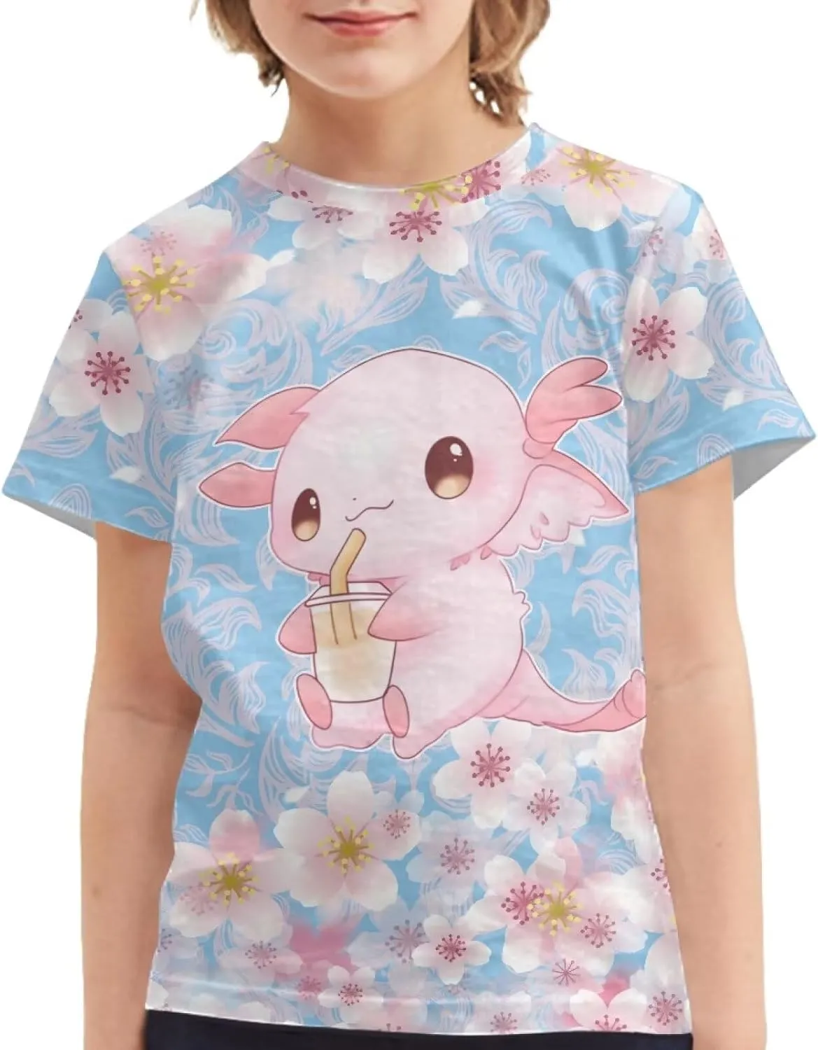 Xhuibop Kids Tshirts Girls Boys 3-16 Years Summer Clothes for Teens Loose Fitting Tops