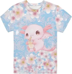 Xhuibop Kids Tshirts Girls Boys 3-16 Years Summer Clothes for Teens Loose Fitting Tops