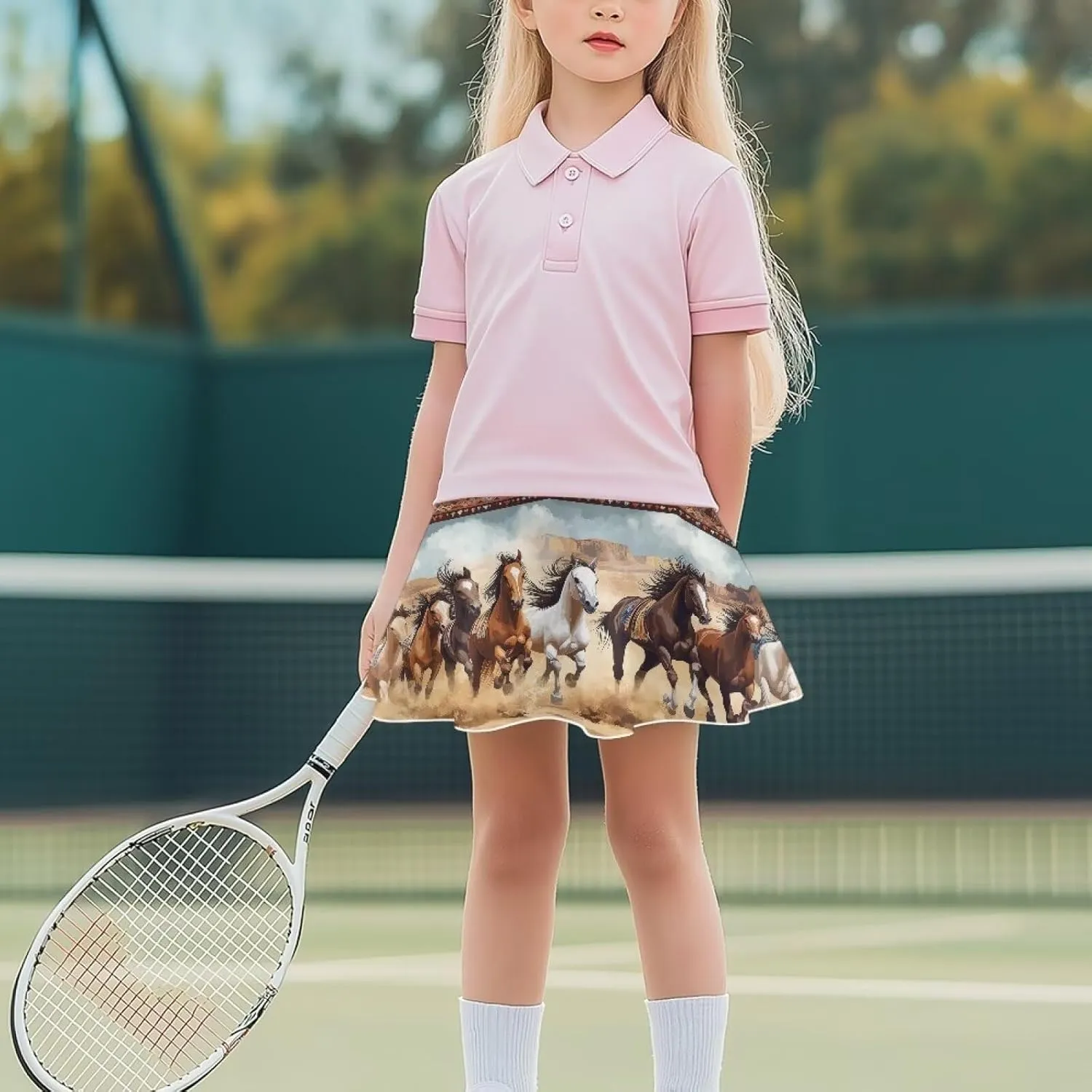 Yzaoxia Girls Skorts High Waisted Summer Mini Skirt Flowy A Line Athletic Skort Skater Skirts with Shorts Underneath 5-14Y
