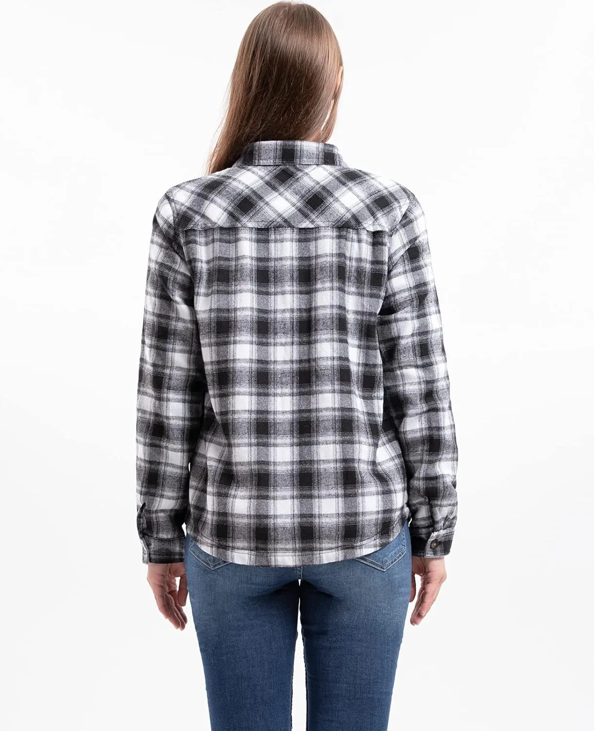 ZENTHACE Women's Thermal Fleece Lined Plaid Button Down Flannel Shirt Jacket