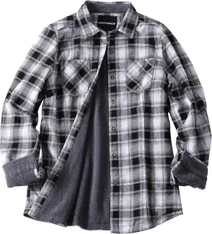 ZENTHACE Women's Thermal Fleece Lined Plaid Button Down Flannel Shirt Jacket