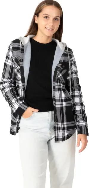 ZENTHACE Women's Thermal Fleece Lined Plaid Button Down Flannel Shirt Jacket