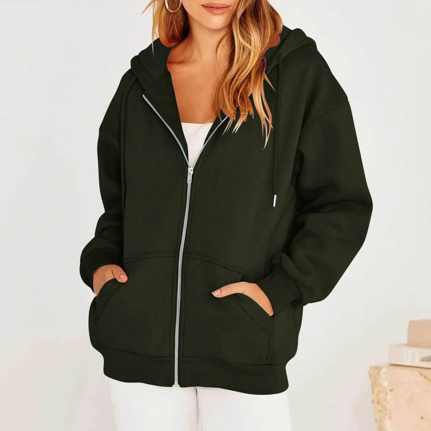 Zip Up Hoodies Women 2023 Fall Fashion Oversized Sweatshirt Y2k Sweaters Pullover Cute Teen Girl Jacket Trendy Winter Clothes