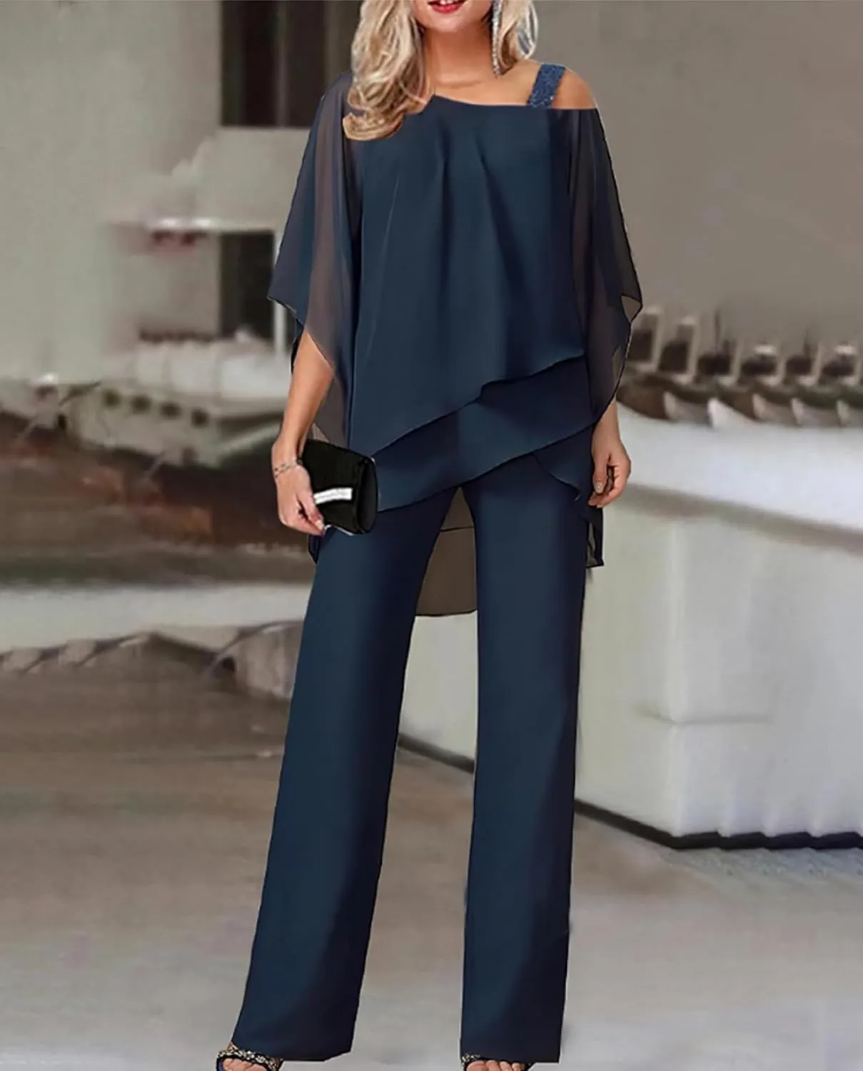ZOCANIA Formal Pants Suits for Women Wedding Guest Evening Party, Elegant 2 Piece Pants Suit Formal Outfits