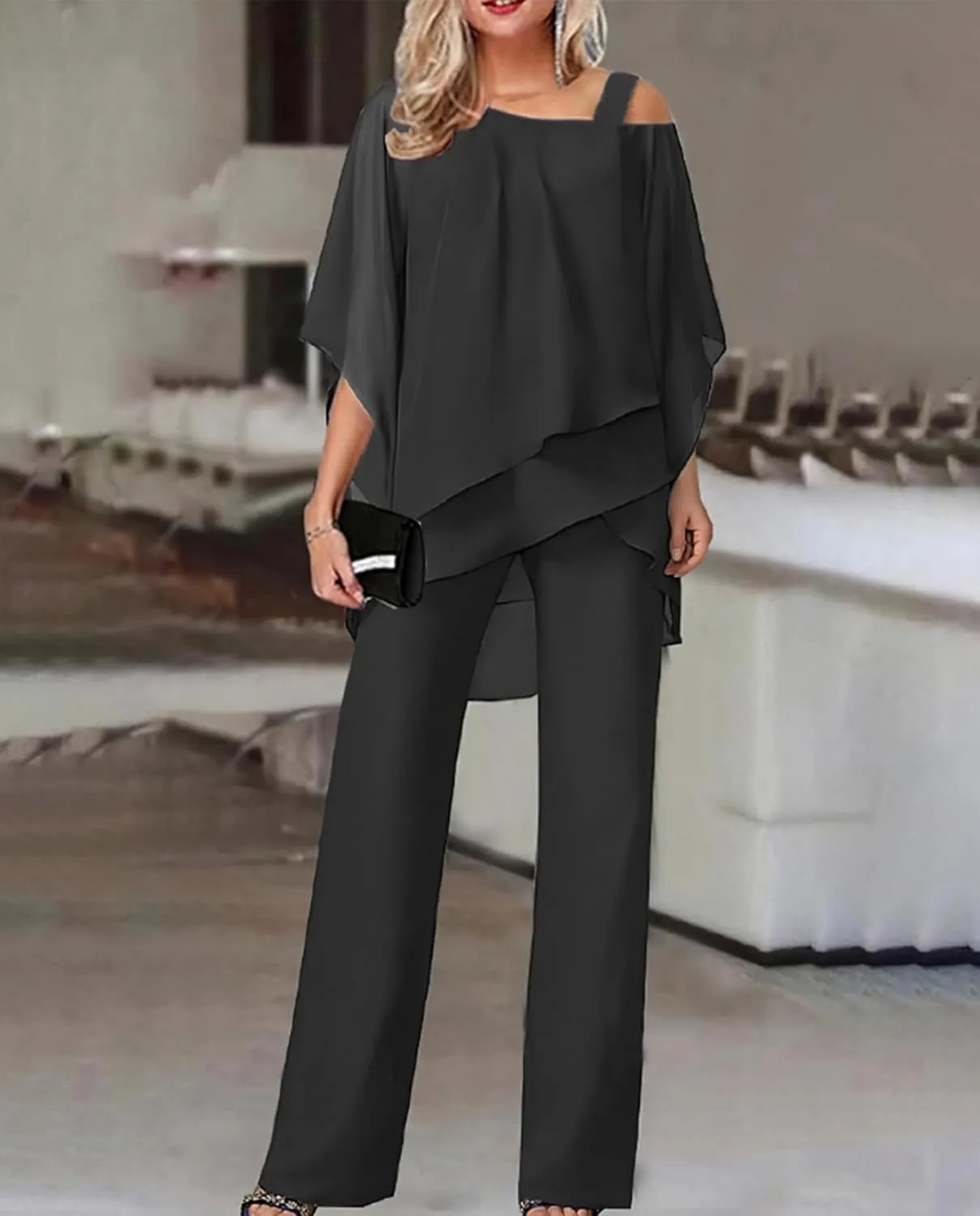 ZOCANIA Formal Pants Suits for Women Wedding Guest Evening Party, Elegant 2 Piece Pants Suit Formal Outfits