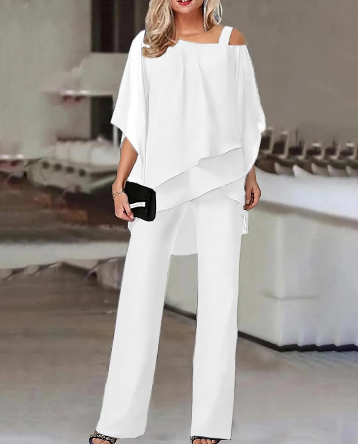 ZOCANIA Formal Pants Suits for Women Wedding Guest Evening Party, Elegant 2 Piece Pants Suit Formal Outfits