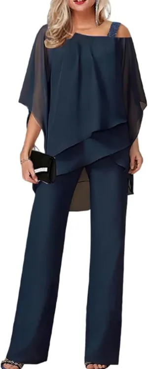 ZOCANIA Formal Pants Suits for Women Wedding Guest Evening Party, Elegant 2 Piece Pants Suit Formal Outfits